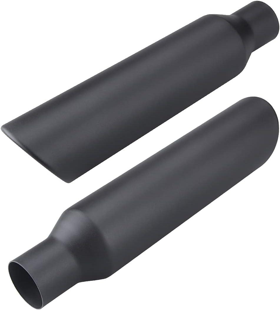 LCGP 2.5 Inch Inlet Exhaust Tip, 2.5" Inlet x 4" Outlet x 18" Overall Length Weld On Universal Stainless Steel Black Diesel Exhaust Tailpipe 2 Pcs