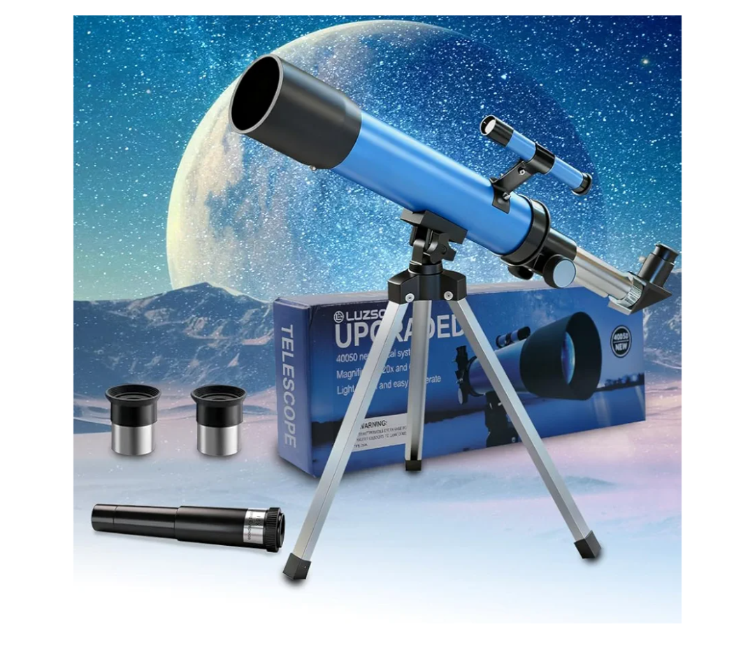 Telescope for Kids 50mm 100x Magnification Beginner Telescopio with Tripod, 2 Eyepieces & Finder Scope, STEM Educational Gift for Boys & Girls Ages 6-12, Portable Kids Telescope for Astronomy