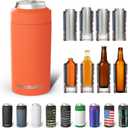 Frost Buddy Universal Buddy Can Cooler - Fits All - For Regular 12 & 16 oz or Slim-Size Bottles - Insulated Double-Walled Stainless Steel (Orange)