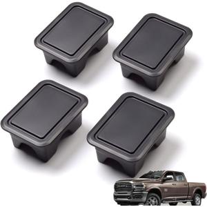 4pcs Bed Rail Stake Pocket Covers, Black Truck Bed Hole Plugs as Pickup Bucket Caps Hole Plugs Accessories Compatible with Dodge Ram 19-21 1500 2500 3500