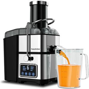 1200W 6-Speed Touch LCD Screen Centrifugal Juicer with 3.2'' Big Wide Chute, Healnitor Juice Extractor Machines Vegetable and Fruit, Titanium Enhanced Filter, Easy Clean, BPA-Free, Silver