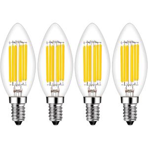 Beonllay E14 LED Bulb Dimmable 60W Equivalent 2700K Warm White, E14 Light Bulbs European Base 6W 600Lumens AC120V, E14 Edison Bulb for Turkish Lamp Light Bulb Replacement, 4 Pack