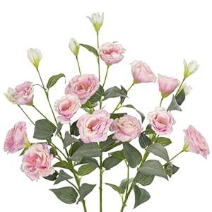 34.5" Pink Artificial Flowers Silk Fake Flower 3Pcs Eustoma Lisianthus Flowers with Long Stem Faux Flowers Arrangement Branch with 4 Heads for DIY Wedding Party Centerpiece Bouquet Table Home Decor