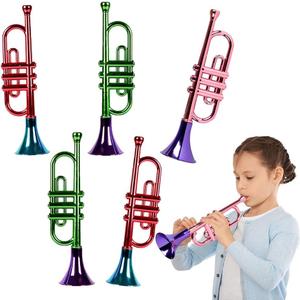ArtCreativity 13 Inch Metallic Trumpets, Set of 5, Fun Plastic Musical Instruments Noise Makers for Parties and Events, Music Toys for Kids, Cool Birthday Party Favors for Boys and Girls