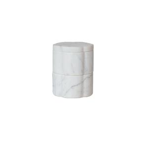 Creative Co-Op Elegant Marble Pinch Pot with Lid, White