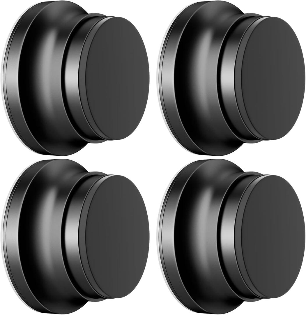 4PC Door Stoppers for Wall, 1.65 x 0.9 Inch Door Knob Wall Protector with Silicone & Aluminum Alloy, Adhesive & Screw Mounting Door Bumper for Home & Office Walls, Black