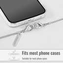 Metal Cell Phone chain Crossbody Phone lanyard with 2 Tether Tabs Detachable iPhone Chain Crossbody Strap,Non-rusting,Solid,iPhone Lanyard for Women Girls Travel Shopping Party Camping (Long, Bright Silver)