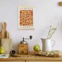 TLESKE Fall Pumpkin Market Poster Hanger Frame, Autumn Pumpkin Flowers Hanging Wall Art Room Decor for Bedroom Living Room, Aesthetic Floral Pumpkin Wall Banner Prints Pictures Artwork, 12x16