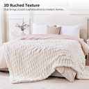 Double Sided Ruched Faux Rabbit Fur Throw Blanket,60"x80", OffWhite