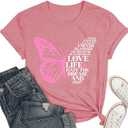 Breast Cancer Shirts Women Sunflower Pink Ribbon T-Shirts Breast Cancer Awareness Tee Tops Size M