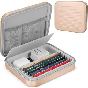 Watch Band Organizer Case for Apple Watch Band, Portable Watch Band Holder Organizer for 6 Watch Straps, Travel Watch Band Storage Bag for iWatch Band, Headset, Jewelery and Other Accessories