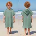 Frienda Muslin Hooded Beach Towel for 3-6 Years Kids Soft Muslin Bath Poncho for Baby Absorbent Fast Drying Blankets for Boys Girls Newborns Toddler Beach Pool Bath Essentials(Green)