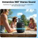 Tribit StormBox Mini+ Portable Bluetooth Speaker, 12W Wireless Speaker with 360Surround Sound, 12H Playtime, Custom EQ, BT5.4, IPX7 Waterproof, RGB Lights, Type-C, TWS, AAC/SBC, Home/Outdoor/Travel