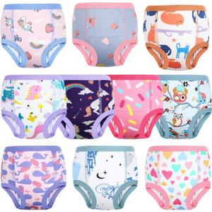 MooMoo Baby Potty Training Underwear 10 Packs Absorbent Toddler Training Pants for Boys and Girls Cotton Pee Pants 2T
