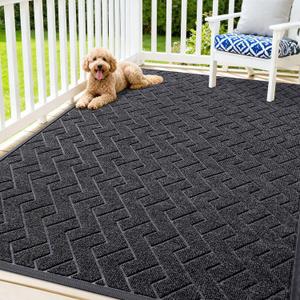 OLANLY Front Door Mat Indoor Outdoor Entrance, Waterproof All-Season, All-Weather Doormat, Sturdy Natural Rubber, Low Profile, Easy Clean Patio Porch Entryway Mat, Herringbone Brick (Grey, 71x47)