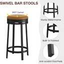 GAOMON 24'' Backless Round Swivel Bar Stools Set of 4, Brown, 4PC