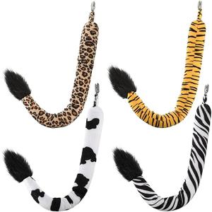 BESTYASH 4pcs Stuffed Animal Tail Animal Costume Accessory Tails Costume Masquerade Tail Animal Tail Prop Leopard Tail Zoo Animal Costume Accessories Animals Tail Cosplay Faux Tail Fabric