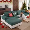 Couch Cushion Covers for Sectional Sofa, Stretch Soft Sofa Slipcovers Washable Wear-Resistant Universal Furniture Protector for Living Room(1 Piece Back Couch Cover, Green)