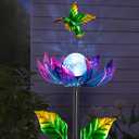 Solar Wind Spinners Outdoor, Solar Wind Spinner with Cracked Ball Lights,Garden Spinners for Yard, Garden, Patio, Lawn Decor (Purple)