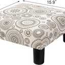 Joveco Small Foot Rest Stool Ottoman, Square Upholstered Fabric Footstool for Couch, Under Desk, Office, Living Room, Printing Beige