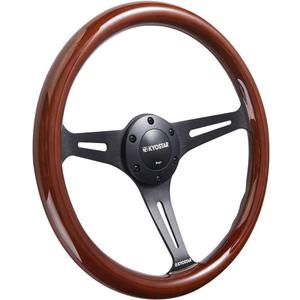 Universal 350mm 14" Grant Classic Nostalgia Style Wood Grain Steering Wheel Black Spoek with Horn Button