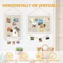 DOLLAR BOSS Bulletin Boards with Linen 1-Pack 16''X 12'' Double-Sided Cork Board for Walls Wood Framed Bulletin Boards, Small Pin Board for Home Kitchen Office Decorative Hanging 10 Pushpins (White)