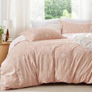 Bedsure Floral Comforter Set Cute Bedding Set Full Reversible Blush Pink