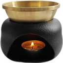 Delicate Romantic Metal Tealight Candle Holder Oil Tart Burner Aroma Diffuser Furnace Home Decoration Split Copper Plates Can Be Dry Burned Black Gold