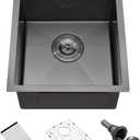 15x17 Black Undermount Kitchen Bar Sink, Luckyhorse 16 Gauge Deep Gunmetal Black Stainless Steel Undermount Small Kitchen Sink LH015SB