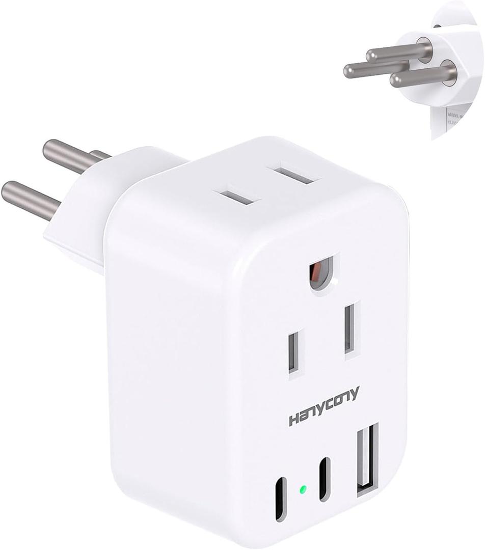 HANYCONY Switzerland Power Travel Plug Adapter, Type J Power Adapter with 2 Outlets 3 USB Ports(2 USB C) for US to Swiss Switzerland Liechtenstein Rwanda