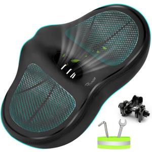 RYACO Noseless Bike Seat Cushion for Men Women,Oversized Bike Seat,Extra Comfort Seat Cushion for Exercise Road Stationary Electric Cruiser Bikes