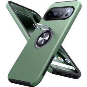JAME for Google Pixel 10 Case/Pixel 10 Pro Case, Slim Fit Military Grade Shockproof Cover with Metal Ring Holder Stand Kickstand Protective Phone Case for Google Pixel 10/10 Pro 6.3", Alpine Green