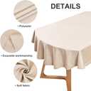 Wolkemer Faux Linen Small Oval Tablecloth Heavy Duty Wrinkle Resistant Fabric Table Cloths 52 x 70 Inch Beige Farmhouse Rustic Table Cover for Kitchen Dining Indoor Outdoor Tabletop Decoration