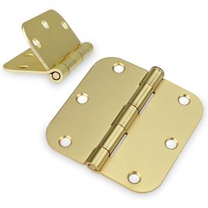 Haidms 18 Pack Satin Brass Door Hinges 3.5 Inch Bifold Brushed Gold Interior Door Hinges with 5/8'' Radius Corner Removable Pin (18Pack)