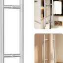 Ranbo 18" Door Pull Handle, 1.2mm 304 Stainless Steel, Brushed Nickel | 11-13/16" Hole Spacing, Fits 1/4"3/4" Glass Doors and 1-3/8"2-3/16" Wood Doors, for Shower, Barn and Storefront Door