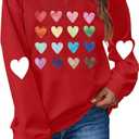 Leopard Valentines Sweatshirt Womens Cute Love Heart Valentines Shirts VDay Shirt (L, 1-red)