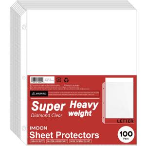 Super Heavyweight Sheet Protectors for 3 Ring Binder - Thick Heavy Duty Clear Page Protectors, Crystal Clear Plastic Sleeves, Letter Size 8.5x11 Inch, Archival Safe (100 Pack)