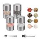 WRENYZK 4pcs Mini Salt and Pepper Grinder Set, Portable Travel Salt and Pepper Sets with Scoop of Bag Clip and Cleaning Brush, Refillable Spice Mill Stainless Steel Grinder for Home Kitchen BBQ