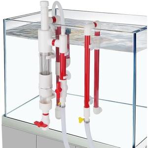 hygger Aquarium Overflow Filter with Waste Collection Separator, External Hanging Filter Accessory, Fish Tank Siphon Filtration System for Saltwater Freshwater Tank Greater Than 15 in Height, Red