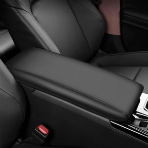 Center Console Armrest Cover for Toyota Camry Accessories 2025 2026 Interior Camry (LE/SE/XLE/SXE) Leather Arm Rest Seat Middle Console Box Lid Protector (Black) (New Black Stitches)