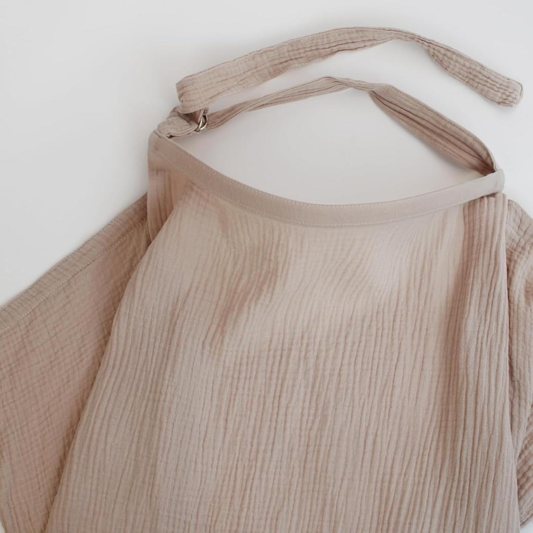 Muslin Nursing Cover for Breastfeeding  Soft & Breathable Privacy Nursing Cover with Adjustable Strap, Lightweight & Portable for Outdoor Use, Neutral Sand