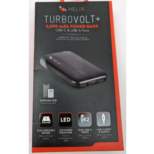 Helix ETHPB5 Power Bank Turbovolt+ 5000mAh 3-Port Portable Battery with Charger