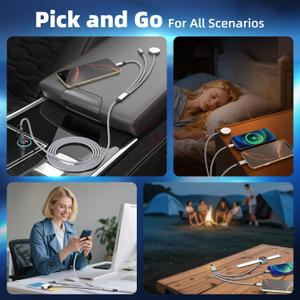 Travel Essentials 3 in 1 Charging Cable for Apple iWatch Charger (1Pack 5FT), UB-A/USB-C Multi Charging Cable/Cord for All Devices Compatible for iWatch Ultra/SE/10-1, iPhone16 15 14, Android, More