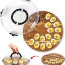 Deviled Egg Containers with Lid, Deviled Egg Platter Tray Carrier Plate Holder with 24 Slots, Acacia Wood Egg Dish for Easter Gift Party Holiday Kitchen Home (Black)