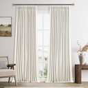 Linen 100% Black Out Pinch Pleated Curtains 110 Inches Long for Bedroom Boho Farmhouse Pinch Pleat Blackout Drapes with Liner Living Dining Room Thermal Insulated Room Darkening Curtain 40X110