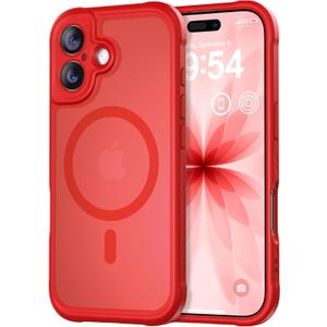 Thomo Magnetic for iPhone 17 Case, [Compatible with Magsafe] [Full Camera Protection] Translucent Matte Military Grade Shockproof with Anti-Fingerprint Phone Cover 2025, Red