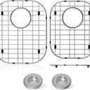 2Pack Sink Protector Grid 13"x16"and 11.2"x14.5", 304 Stainless Steel Sink Protectors for Kitchen Sink, Rust Resistant Metal Kitchen Sink Grid with 2Pack Sink Strainers (Rear Drain/4Pack)
