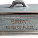 Butter Dish with Lid, Ceramic Butter Holder Container Large Butter Dish for Countertop Farmhouse St. Patrick's Day Decor Butter Keeper for East West Coast Butter, Gray