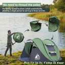 HEWOLF 3-4 Person Pop Up Tents for Camping Easy Set Up Pop Up Tent Waterproof Portable Tent Automatic Setup with 2 Bigs Doors Family Tents for Hiking (Green)