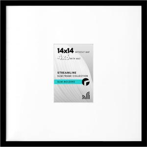 Americanflat 14x14 Picture Frame with Polished Plexiglass - Use as 4x6 Frame with Mat or Display 14x14 Photo Without Mat - Streamline Collection - Thin Border Square Frames for Wall Display - Black